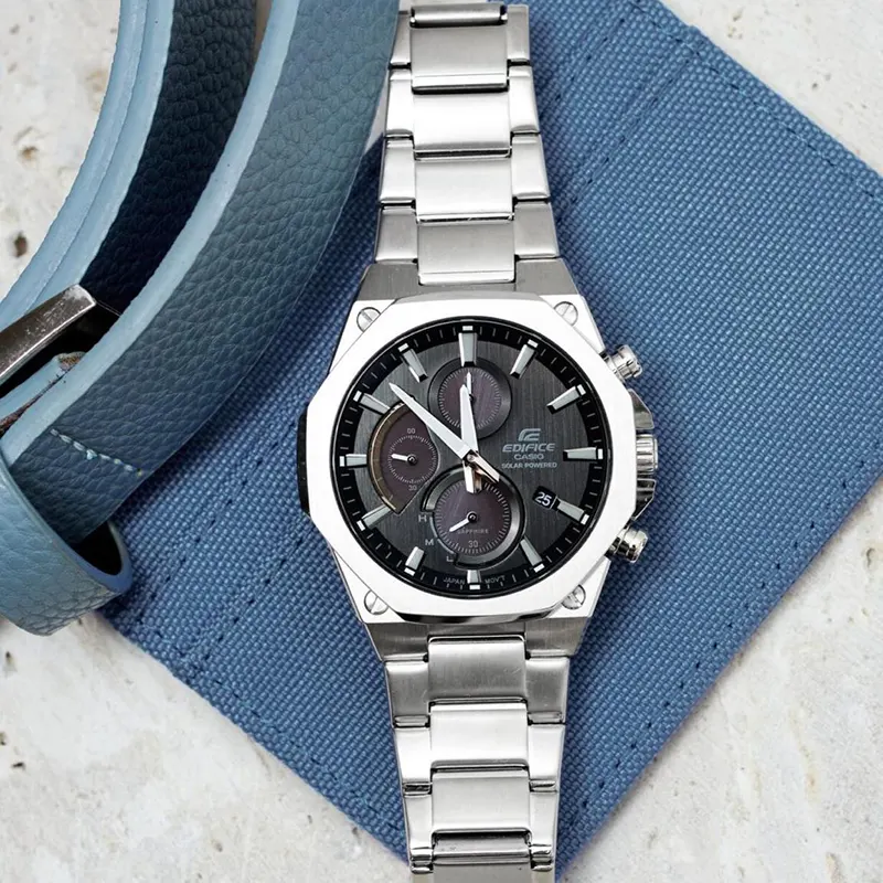 Casio Edifice Solar Slim Line Black Dial Men's Watch- EFS-S570D-1A